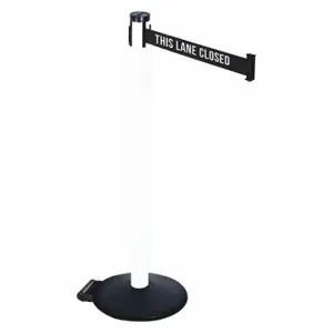 RETRACTA-BELT 305PWH-TLC Barrier Post With Belt, PVC, 40 Inch Post Height, 2 1/2 Inch Post Dia, Sloped | CT8XRZ 48VP81