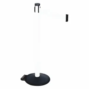 RETRACTA-BELT 305PWH-WH Barrier Post With Belt, PVC, 40 Inch Post Height, 2 1/2 Inch Post Dia, Sloped | CT8XRC 48VP82