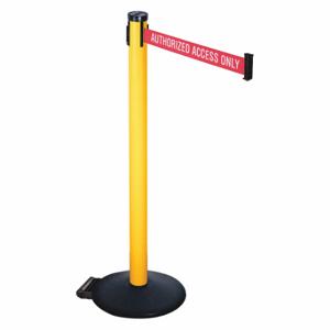 RETRACTA-BELT 305PYW-AAO Barrier Post With Belt, PVC, 40 Inch Post Height, 2 1/2 Inch Post Dia, Sloped | CT8XQF 48VP84