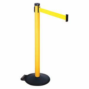 RETRACTA-BELT 305PYW-FY Barrier Post With Belt, PVC, 40 Inch Post Height, 2 1/2 Inch Post Dia, Sloped | CT8XPV 48VP92