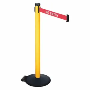 RETRACTA-BELT 305PYW-NE Barrier Post With Belt, PVC, 40 Inch Post Height, 2 1/2 Inch Post Dia, Sloped | CT8XPY 48VP94