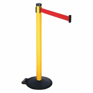 RETRACTA-BELT 305PYW-RD Barrier Post With Belt, PVC, 40 Inch Post Height, 2 1/2 Inch Post Dia, Sloped | CT8XTM 48VP97