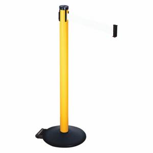 RETRACTA-BELT 305PYW-WH Barrier Post With Belt, PVC, 40 Inch Post Height, 2 1/2 Inch Post Dia, Sloped | CT8XUM 48VR01