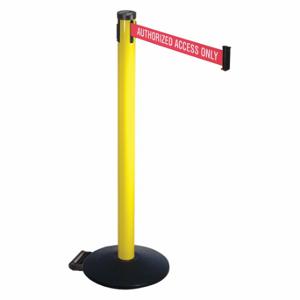 RETRACTA-BELT 305YA-AAO Barrier Post With Belt, Aluminum, Powder Coated, 40 Inch Post Height, 2 1/2 Inch Post Dia | CT8XBE 48VR39