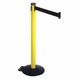 RETRACTA-BELT 305YA-BK Barrier Post With Belt, Aluminum, Powder Coated, 40 Inch Post Height, 2 1/2 Inch Post Dia | CT8XBY 48VR40