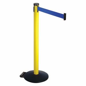 RETRACTA-BELT 305YA-BL Barrier Post With Belt, Aluminum, Powder Coated, 40 Inch Post Height, 2 1/2 Inch Post Dia | CT8XDJ 48VR41