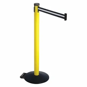 RETRACTA-BELT 305YA-BW Barrier Post With Belt, Aluminum, Powder Coated, 40 Inch Post Height, 2 1/2 Inch Post Dia | CT8XDB 48VR42