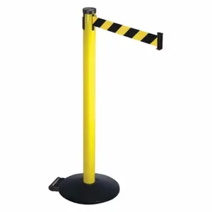 RETRACTA-BELT 305YA-BYD Barrier Post With Belt, Aluminum, Powder Coated, 40 Inch Post Height, 2 1/2 Inch Post Dia | CT8XDU 48VR43