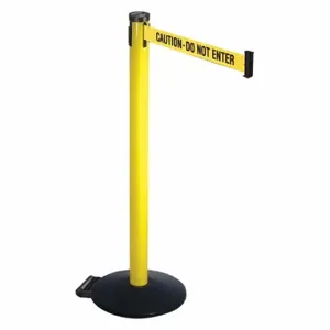 RETRACTA-BELT 305YA-CAU Barrier Post With Belt, Aluminum, Powder Coated, 40 Inch Post Height, 2 1/2 Inch Post Dia | CT8XCN 48VR44