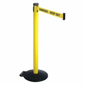 RETRACTA-BELT 305YA-DKO Barrier Post With Belt, Aluminum, Powder Coated, 40 Inch Post Height, 2 1/2 Inch Post Dia | CT8XDA 48VR45