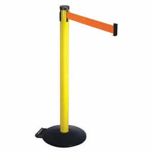 RETRACTA-BELT 305YA-FO Barrier Post With Belt, Aluminum, Powder Coated, 40 Inch Post Height, 2 1/2 Inch Post Dia | CT8XEA 48VR46