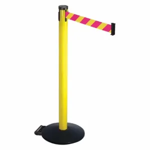 RETRACTA-BELT 305YA-MYD Barrier Post With Belt, Aluminum, Powder Coated, 40 Inch Post Height, 2 1/2 Inch Post Dia | CT8XBX 48VR48