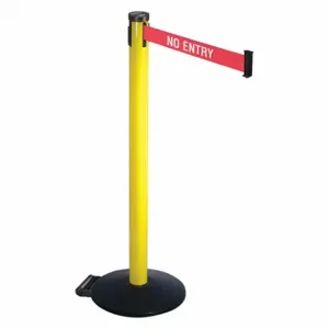 RETRACTA-BELT 305YA-NE Barrier Post With Belt, Aluminum, Powder Coated, 40 Inch Post Height, 2 1/2 Inch Post Dia | CT8YAG 48VR49