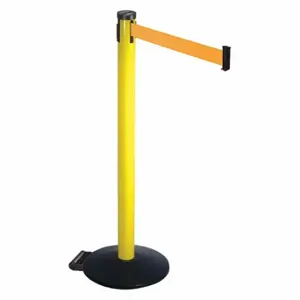 RETRACTA-BELT 305YA-OR Barrier Post With Belt, Aluminum, Powder Coated, 40 Inch Post Height, 2 1/2 Inch Post Dia | CT8XEM 48VR50