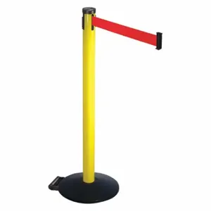 RETRACTA-BELT 305YA-RD Barrier Post With Belt, Aluminum, Powder Coated, 40 Inch Post Height, 2 1/2 Inch Post Dia | CT8XDX 48VR52