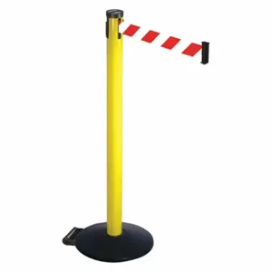 RETRACTA-BELT 305YA-RWD Barrier Post With Belt, Aluminum, Powder Coated, 40 Inch Post Height, 2 1/2 Inch Post Dia | CT8XBH 48VR53