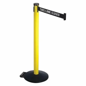 RETRACTA-BELT 305YA-TLC Barrier Post With Belt, Aluminum, Powder Coated, 40 Inch Post Height, 2 1/2 Inch Post Dia | CT8XBZ 48VR54