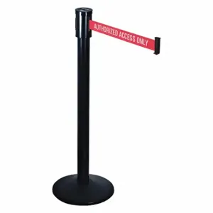 RETRACTA-BELT 321BA-AAO Barrier Post With Belt, Aluminum, Black, 40 Inch Post Height, 2 1/2 Inch Post Dia, Sloped | CT8WXJ 40CL59