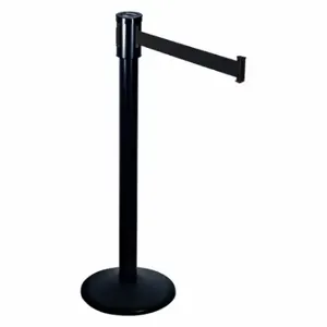 RETRACTA-BELT 321BA-BK Barrier Post With Belt, Aluminum, Black, 40 Inch Post Height, 2 1/2 Inch Post Dia, Sloped | CT8WXV 20YU10