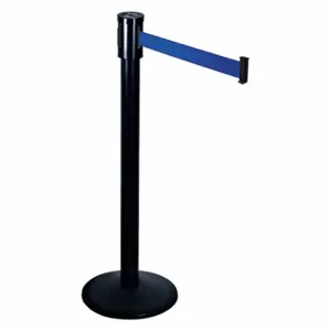 RETRACTA-BELT 321BA-BL Barrier Post With Belt, Aluminum, Black, 40 Inch Post Height, 2 1/2 Inch Post Dia, Sloped | CT8WXL 20YU11