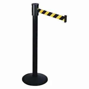 RETRACTA-BELT 321BA-BYD Barrier Post With Belt, Aluminum, Black, 40 Inch Post Height, 2 1/2 Inch Post Dia, Sloped | CT8WXH 40CL60