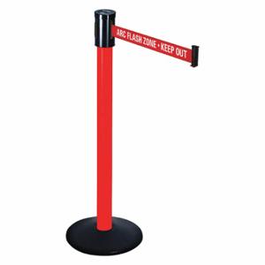 RETRACTA-BELT 321PRD-ARC Barrier Post With Belt, PVC, Red, 40 Inch Post Height, 2 1/2 Inch Post Dia, Sloped | CT8XVD 40CL67