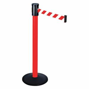 RETRACTA-BELT 321PRD-RWD Barrier Post With Belt, PVC, Red, 40 Inch Post Height, 2 1/2 Inch Post Dia, Sloped | CT8XVC 40CL62