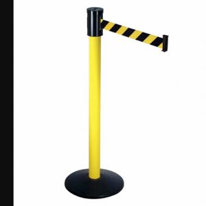 RETRACTA-BELT 321YA-BYD Barrier Post With Belt, Yellow, 40 Inch Post Height, 2 1/2 Inch Post Dia, Sloped | CT8XHR 20YU07