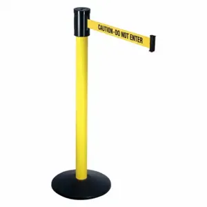 RETRACTA-BELT 321YA-CAU Barrier Post With Belt, Yellow, 40 Inch Post Height, 2 1/2 Inch Post Dia, Sloped | CT8XHU 20YU08