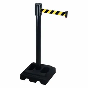 RETRACTA-BELT 322BA-BYD Barrier Post With Belt, Aluminum, Black, 40 Inch Post Height, 2 1/2 Inch Post Dia, Square | CT8YBL 20YU23