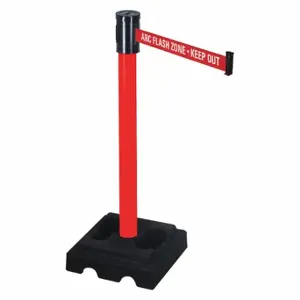 RETRACTA-BELT 322PRD-ARC Barrier Post With Belt, PVC, Red, 40 Inch Post Height, 2 1/2 Inch Post Dia | CT8XVL 40CL65