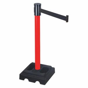 RETRACTA-BELT 322PRD-BK Barrier Post With Belt, PVC, Red, 40 Inch Post Height, 2 1/2 Inch Post Dia | CT8XVX 40CL53