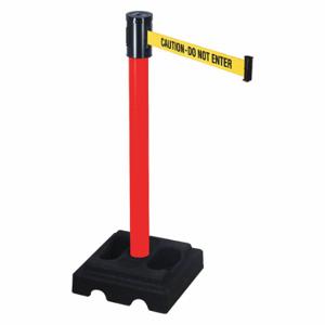 RETRACTA-BELT 322PRD-CAU Barrier Post With Belt, PVC, Red, 40 Inch Post Height, 2 1/2 Inch Post Dia | CT8XVE 40CL55