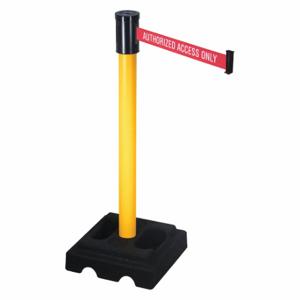 RETRACTA-BELT 322PYW-AAO Barrier Post With Belt, PVC, Yellow, 40 Inch Post Height, 2 1/2 Inch Post Dia | CT8XWU 40CL56