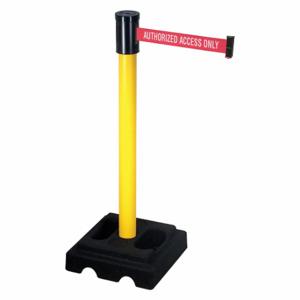 RETRACTA-BELT 322YA-AAO Barrier Post With Belt, Yellow, 40 Inch Post Height, 2 1/2 Inch Post Dia, Square | CT8XJQ 20YU16