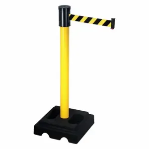 RETRACTA-BELT 322YA-BYD Barrier Post With Belt, Yellow, 40 Inch Post Height, 2 1/2 Inch Post Dia, Square | CT8XHZ 20YU17