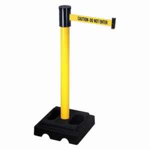 RETRACTA-BELT 322YA-CAU Barrier Post With Belt, Yellow, 40 Inch Post Height, 2 1/2 Inch Post Dia, Square | CT8XJN 20YU18