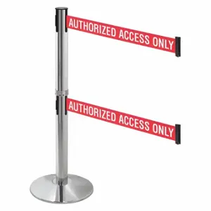 RETRACTA-BELT 330DPAPC-AAO Barrier Post With Belt, Polished Aluminum, 40 Inch Post Height, 2 1/2 Inch Post Dia | CT8XAB 48VH25