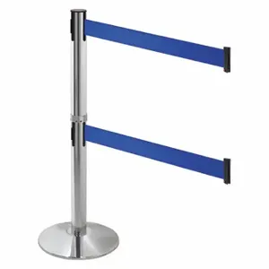 RETRACTA-BELT 330DPAPC-BL Barrier Post With Belt, Polished Aluminum, 40 Inch Post Height, 2 1/2 Inch Post Dia | CT8WZP 48VH27