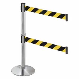 RETRACTA-BELT 330DPAPC-BYD Barrier Post With Belt, Polished Aluminum, 40 Inch Post Height, 2 1/2 Inch Post Dia | CT8WYX 48VH28