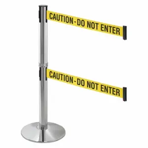 RETRACTA-BELT 330DPAPC-CAU Barrier Post With Belt, Polished Aluminum, 40 Inch Post Height, 2 1/2 Inch Post Dia | CT8WZT 48VH29