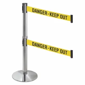 RETRACTA-BELT 330DPAPC-DKO Barrier Post With Belt, Polished Aluminum, 40 Inch Post Height, 2 1/2 Inch Post Dia | CT8WZU 48VH30