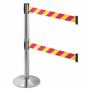 RETRACTA-BELT 330DPAPC-MYD Barrier Post With Belt, Polished Aluminum, 40 Inch Post Height, 2 1/2 Inch Post Dia | CT8XAX 48VH31