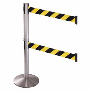 RETRACTA-BELT 330DSS-BYD Barrier Post With Belt, Stainless Steel, Satin Stainless Steel, 40 Inch Post Height | CT8XZJ 48VH56