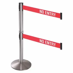 RETRACTA-BELT 330DSS-NE Barrier Post With Belt, Stainless Steel, Satin Stainless Steel, 40 Inch Post Height | CT8XZQ 48VH60