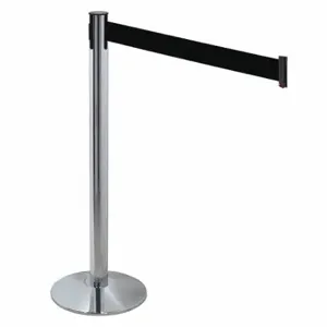 RETRACTA-BELT 330PAPC-BK Barrier Post With Belt, Polished Aluminum, 40 Inch Post Height, 2 1/2 Inch Post Dia | CT8WZN 48VH68