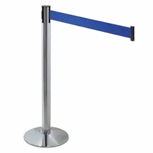 RETRACTA-BELT 330PAPC-BL Barrier Post With Belt, Polished Aluminum, 40 Inch Post Height, 2 1/2 Inch Post Dia | CT8WZK 48VH69