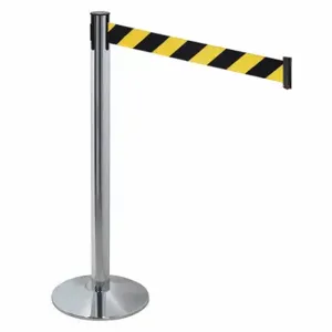 RETRACTA-BELT 330PAPC-BYD Barrier Post With Belt, Polished Aluminum, 40 Inch Post Height, 2 1/2 Inch Post Dia | CT8WZZ 48VH70