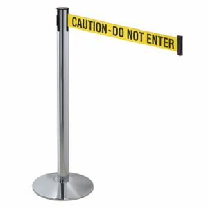 RETRACTA-BELT 330PAPC-CAU Barrier Post With Belt, Polished Aluminum, 40 Inch Post Height, 2 1/2 Inch Post Dia | CT8WZD 48VH71