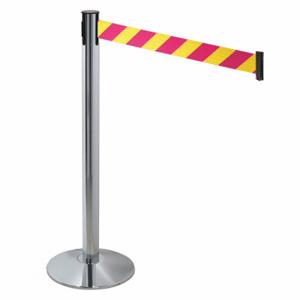 RETRACTA-BELT 330PAPC-MYD Barrier Post With Belt, Polished Aluminum, 40 Inch Post Height, 2 1/2 Inch Post Dia | CT8XAJ 48VH73